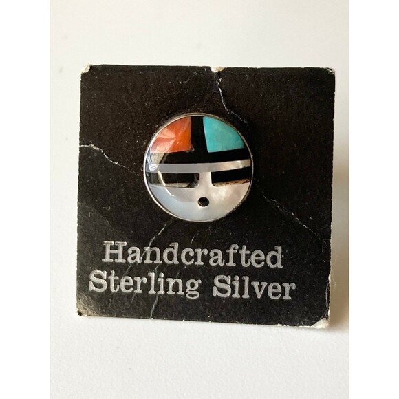 Vintage Native American sterling silver multi gemstone handcrafted pin